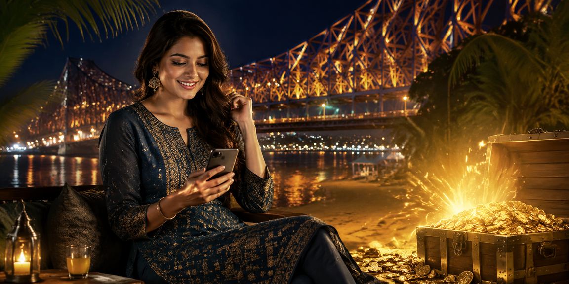 Mobile user playing live casino games during evening in Kolkata